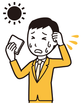  スーツ青年(黄)-095-バスト 日射病,ビジネスマン,会社員,男性,サラリーマン,オフィス,ビジネス,営業マン,先生,講師のイラスト素材