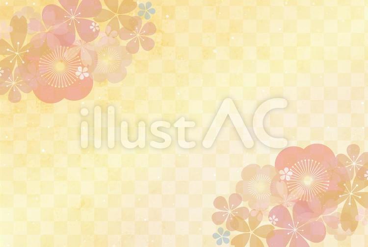 めでたい花柄の和風飾り枠２ 背景,和,和風のイラスト素材