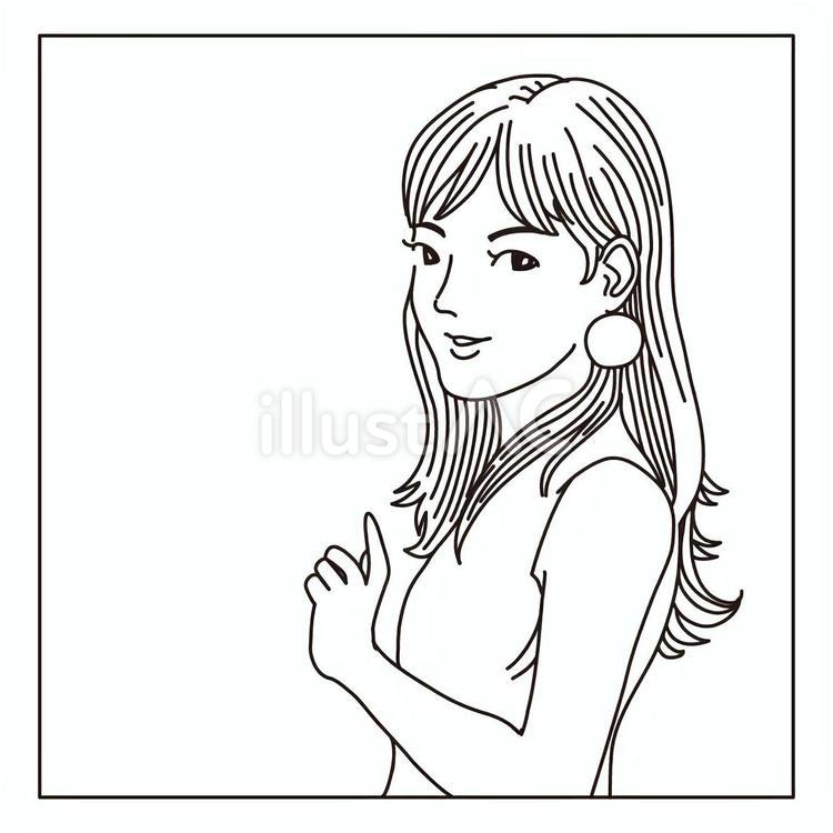 人差し指を立てる女性 女性,上半身,人差し指のイラスト素材