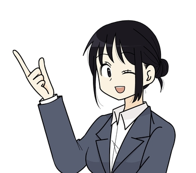 指をさしウインクするスーツの女性 人物,指さし,ウインク,説明,女性,会社,ビジネス,笑顔,スーツ,会社員のイラスト素材