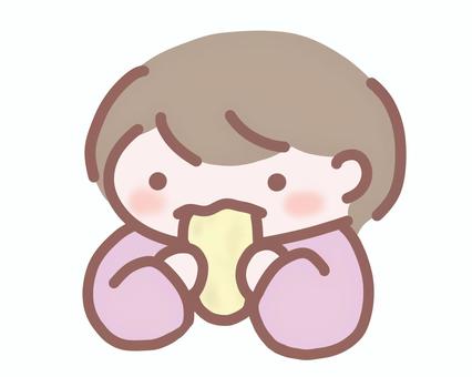 お菓子を食べてる女の子 お菓子,おやつ,食べる,女の子,こども,子育て,育児,キッズ,幼稚園,保育園のイラスト素材