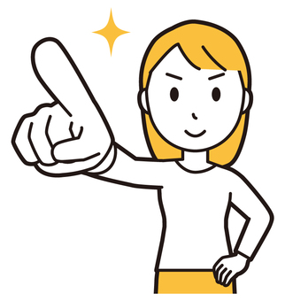  ロングヘア女性(黄)-200-バスト 指差す,女性,女の子,人物,かわいい,目標,やる気,指差し,確認,意欲のイラスト素材