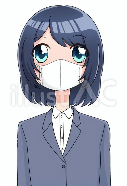 マスクをつけたスーツの女性 女性,マスク,スーツのイラスト素材