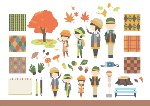 Seasonal Set November Autumn Leaves Viewing, , JPG, PNG and AI