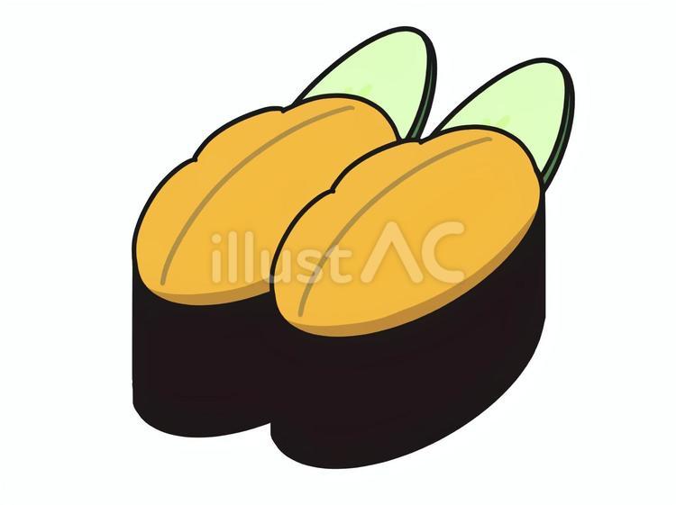 ウニ　寿司　握り　2貫　イラスト 食べ物,寿司,握りのイラスト素材