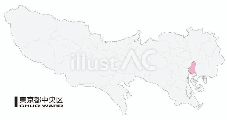 東京都中央区の位置地図_04 中央区,東京都,23区のイラスト素材