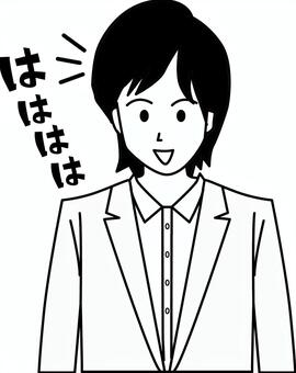 若い男性笑う 若い,男性,カジュアル,笑顔,笑う,声,線画,白黒のイラスト素材
