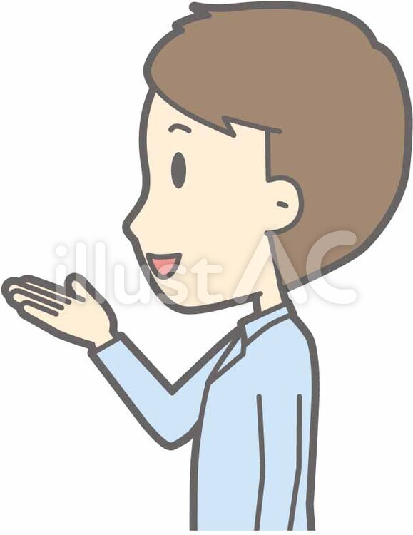私服男性a-案内左横-バスト 私服男性,かわいい,人物のイラスト素材