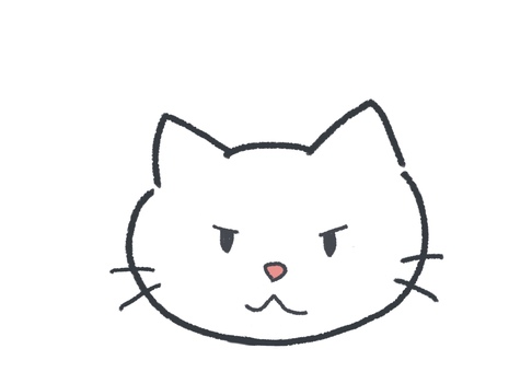怒っている猫 ゆるい 怒る,猫,ゆるい,顔,かわいい,白,手描きのイラスト素材