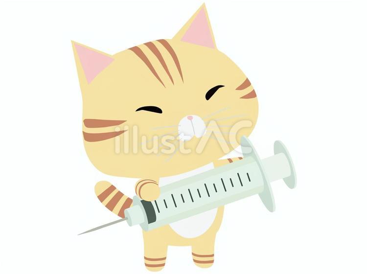 注射器_猫 注射器,猫,ちゃとらのイラスト素材