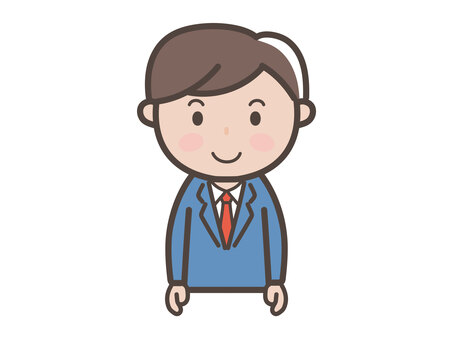 笑顔で正面を向く男性会社員のイラスト