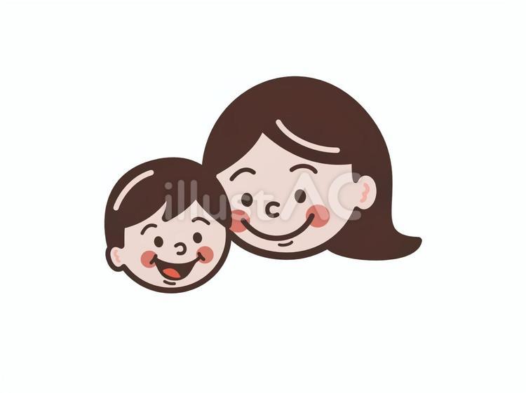 かわいい親子イラスト　男の子とお母さん 親子,家族,母のイラスト素材