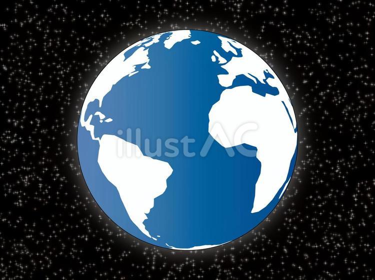 キラ星瞬く宇宙に浮かぶ地球 宇宙,空間,地平線のイラスト素材