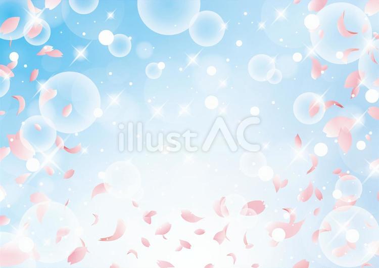 光につつまれる青空と桜の花びら 春,桜,花びらのイラスト素材