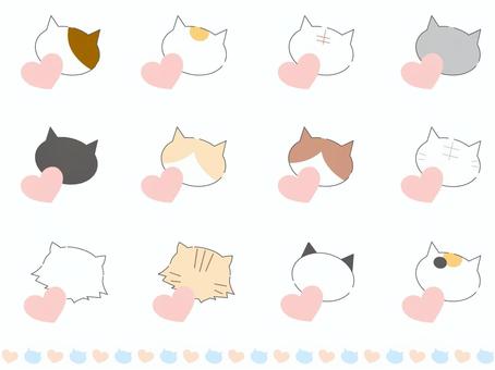 Heart-shaped cat icon set, JPG, PNG and AI Heart-shaped cat icon set, cat, jantung, cute, JPG, PNG and AI