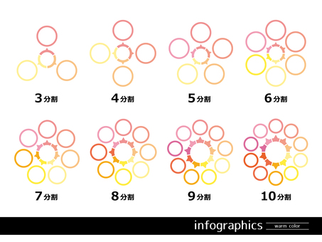インフォグラフィックス 暖色系 インフォグラフィック,暖色,warmcolor,ビジネス,資料,シンプル,カラフル,プレゼンテーション,分割,情報のイラスト素材