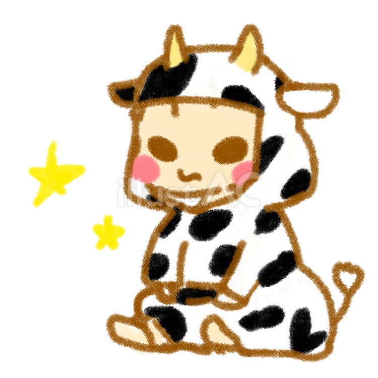 牡牛座の赤ちゃん（乳牛タイプ） 牡羊座,赤ちゃん,星のイラスト素材