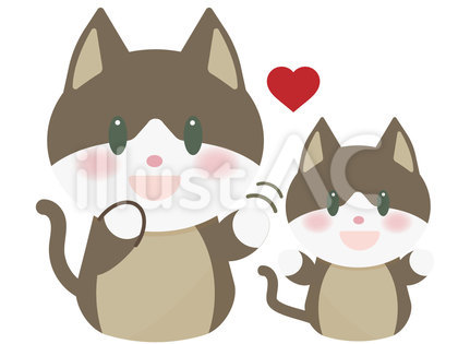 親子で笑顔の猫ちゃん(ハート付)
