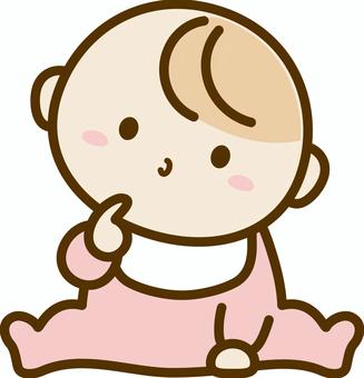考える赤ちゃん02 赤ちゃん,人物,かわいい,考える,見上げる,思案する,乳児,イラスト,素材のイラスト素材