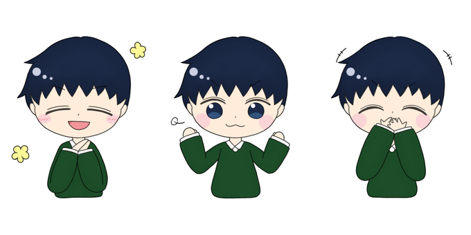 楽しそうな男性のイラスト 男性,学生,微笑む,笑う,クスクス,ふんす,嬉しい,楽しいのイラスト素材