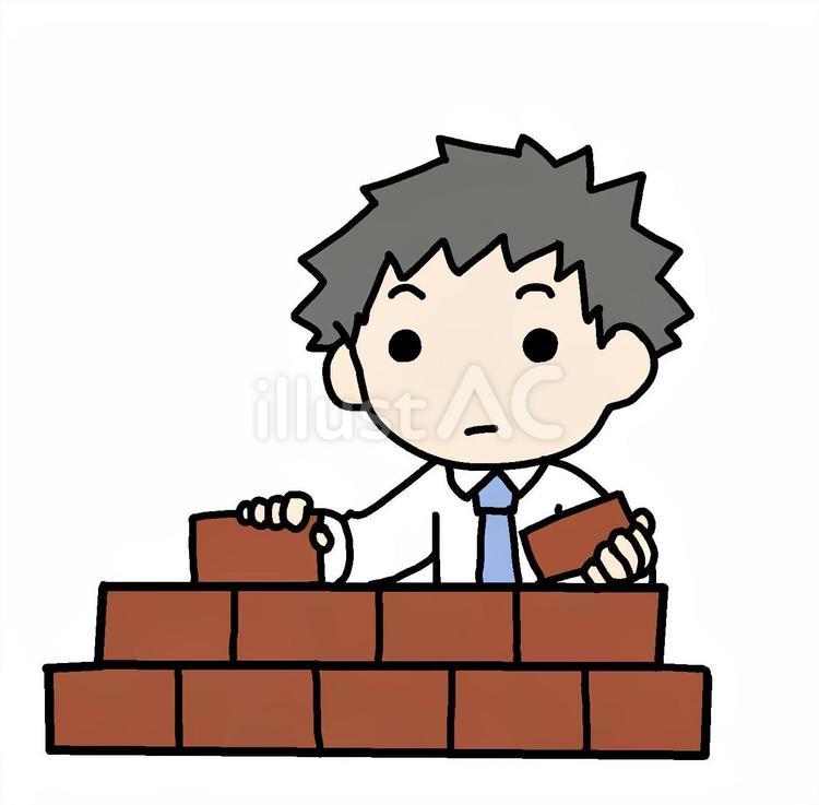 レンガを積む男性 男性,レンガ,積むのイラスト素材