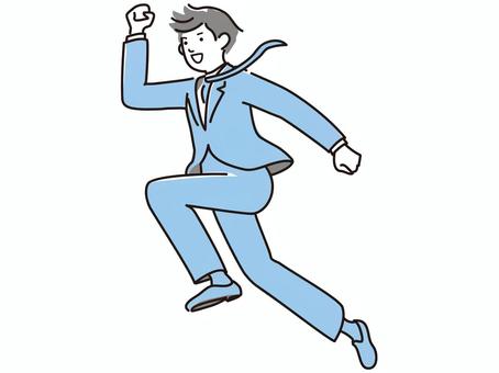 ステップアップする男性 人物,ビジネス,キャリアアップ,ジャンプ,ダッシュ,飛び出す,男性,走る,飛躍,ステップアップのイラスト素材