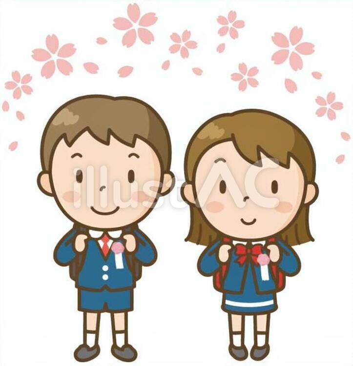 小学生の入学式 入学式,小学生,桜のイラスト素材