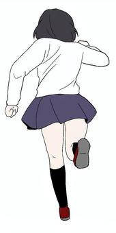 走る女の子 走る,女の子,人物,後ろ姿,スカート,ダッシュ,全身,逃げるのイラスト素材