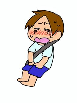 車内で置き去りの子供 車内,夏,子供,高温,熱中症のイラスト素材
