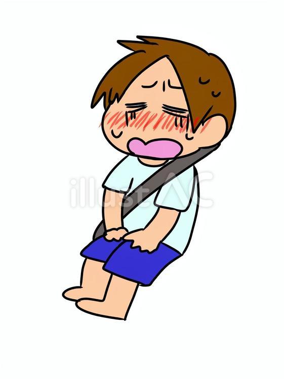 車内で置き去りの子供 車内,夏,子供のイラスト素材