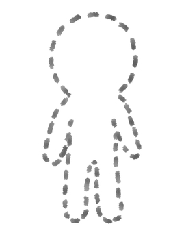 破線の人物シルエット・忽然と消える人物 人物,シルエット,破線,点線,手描き,全身,線画,シンプル,ゆるい,かわいいのイラスト素材