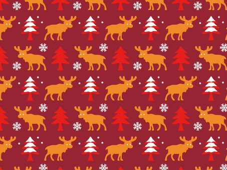 トナカイともみの木_赤 クリスマス,壁紙,パターン,模様,テキスタイル,トナカイ,もみの木,植物,動物,雪のイラスト素材
