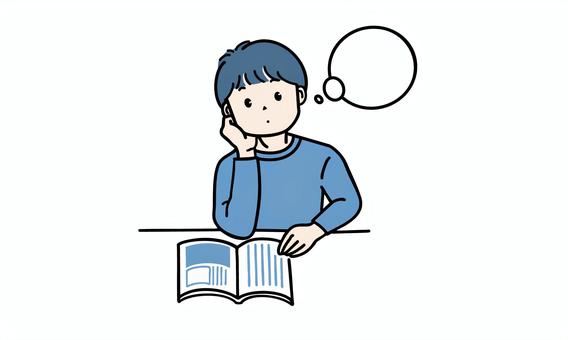 本と人シリーズ_book8(想像する) 本,読書,本を読む,本読み,絵本,勉強,男の子のイラスト素材