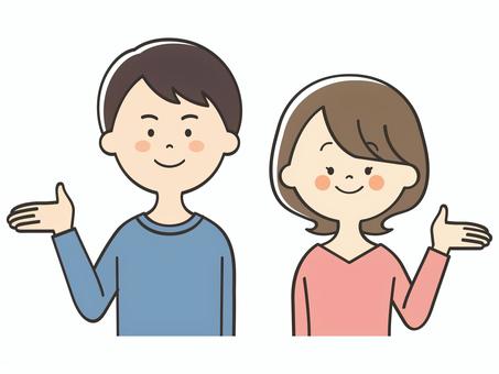 紹介する若い男女 紹介する若い男女 紹介,案内,説明,教える,紹介する,解説,アドバイス,重要,お知らせ,注目のイラスト素材
