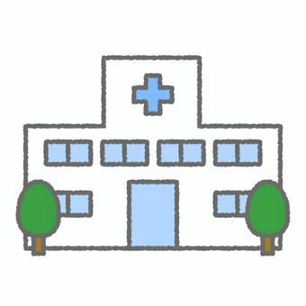 病院と植樹 病院,医院,医療機関,診療所,医療センター,メディカルセンター,クリニック,大学病院,医療,施設のイラスト素材
