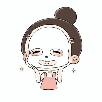 パックをする女性 パックをする女性 女性,スキンケア,美容のイラスト素材