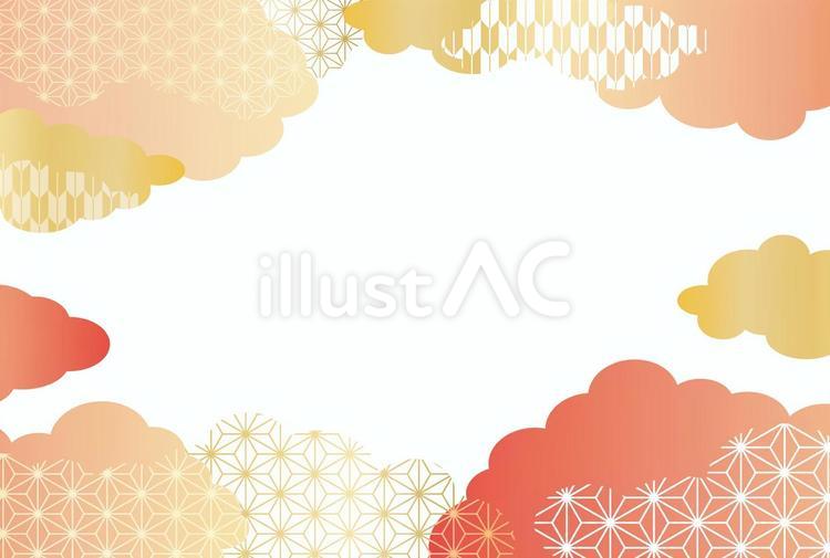 お正月・年賀状　赤と金の和柄背景 お正月,背景,フレームのイラスト素材