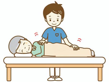 マッサージ3 マッサージ3 整体,病院,医者,医療,医療機関,男性,仕事,接骨院,リハビリ,リハビリ台のイラスト素材