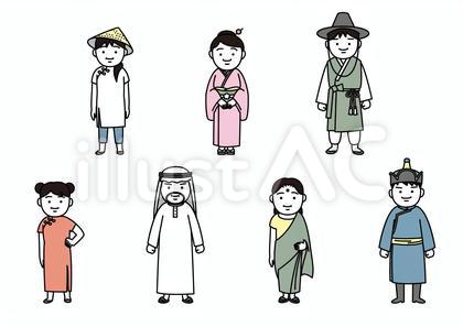 世界の人々イラスト集アジア編