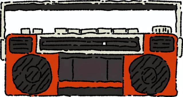 ラジカセ　カラー ラジカセ,ラジオ,カセット,なつかし,音楽,プレーヤー,イラスト,線画,手描き,カラーのイラスト素材