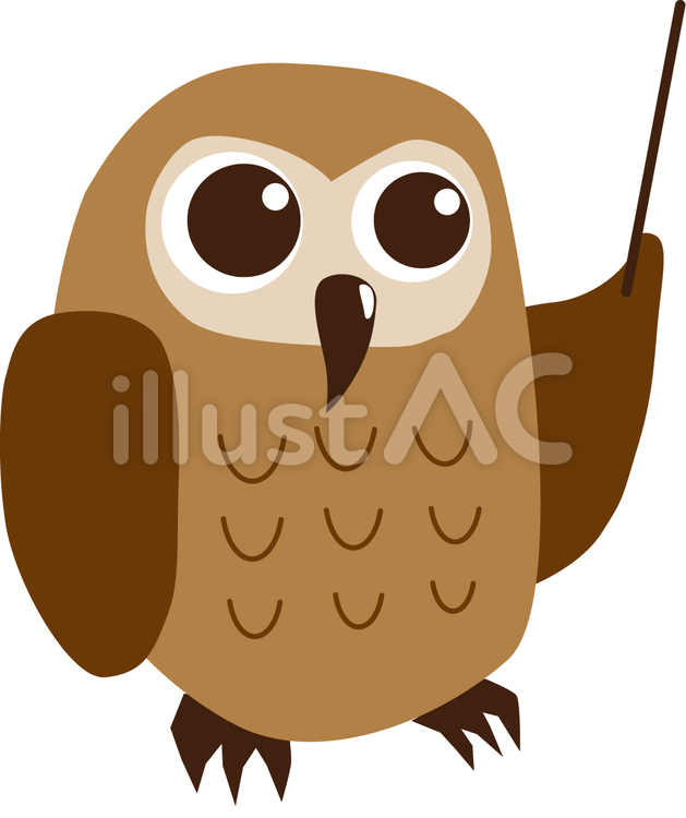 フクロウ先生（右） 梟,フクロウ,ふくろうのイラスト素材
