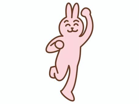 ガッツポーズ　喜ぶ　ウサギ② うさぎ,ガッツポーズ,よっしゃー,喜ぶ,やったー,嬉しい,できた,完成,歓喜,すっきりのイラスト素材