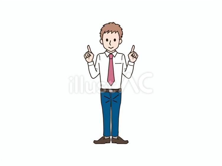 両手で指差すスーツの男性_短髪 大人,男性,短髪のイラスト素材