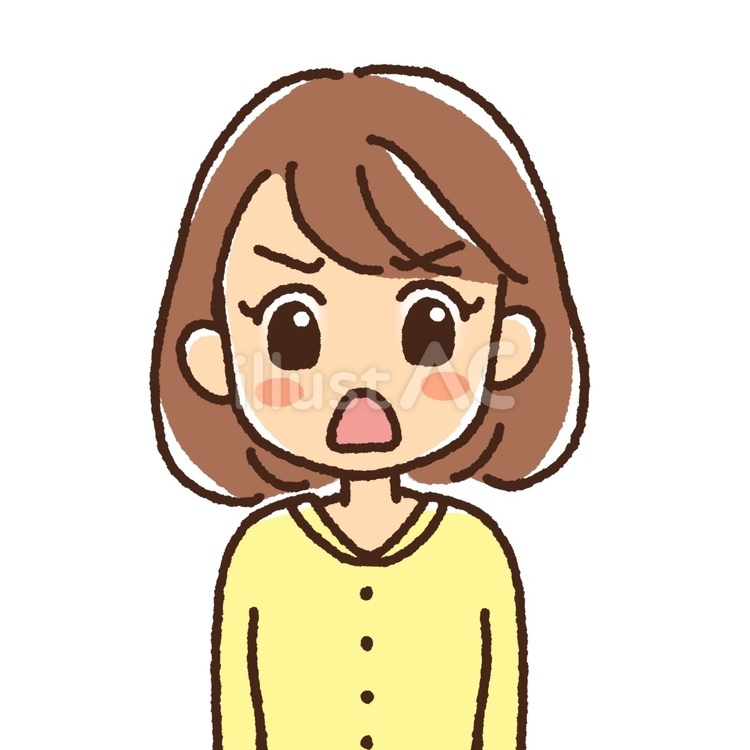 少し怒っているボブヘアの女性 女性,ボブヘア,かわいいのイラスト素材