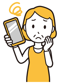  エプロンおばちゃん(黄)-223-バスト スマホ,困る,おばちゃん,エプロン,お母さん,ママ,中年,おばさん,主婦,人物のイラスト素材