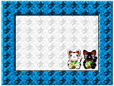 招き猫のフレ−ム 招き猫,フレーム,ポストカード,メッセージカード,柄,パターン,白猫,黒猫,招福,かわいいのイラスト素材
