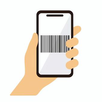 バーコード画面のスマホを持つ手 スマホ,手,バーコード,アイコン,シンプル,画面提示,決済,タッチレス,キャッシュレスのイラスト素材