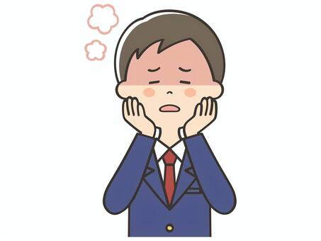 熱中症の男子学生 熱中症,熱射病,暑い,不調,のぼせる,めまい,クラクラ,夏,猛暑,熱のイラスト素材