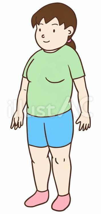 ぽっちゃり体型の女性 太る,肥満,ダイエットのイラスト素材