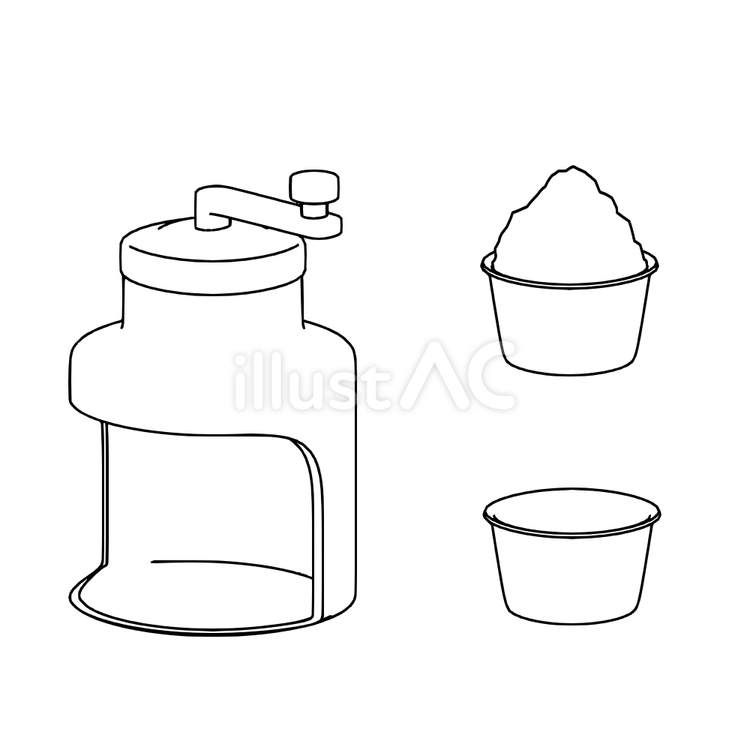 かき氷の線画 かき氷,かき氷器,線画のイラスト素材
